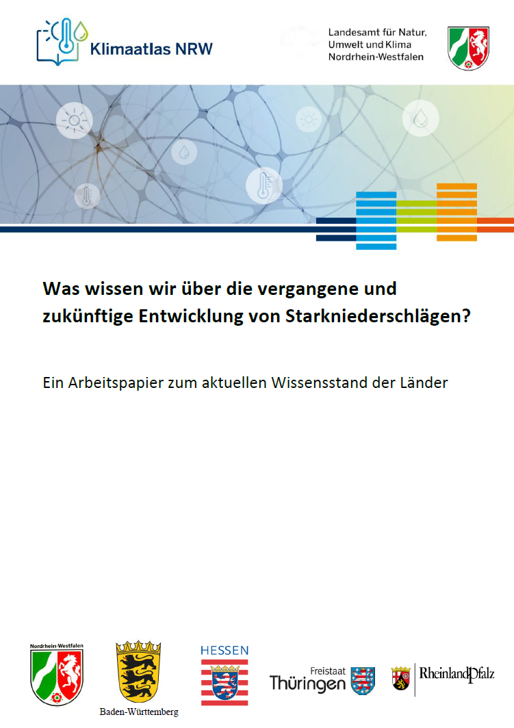 Titelblatt Entwicklung Starkniederschläge - Wissensstand der Länder