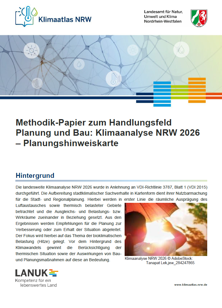 Titelblatt Methodik Klimaanalyse Planungshinweiskarte