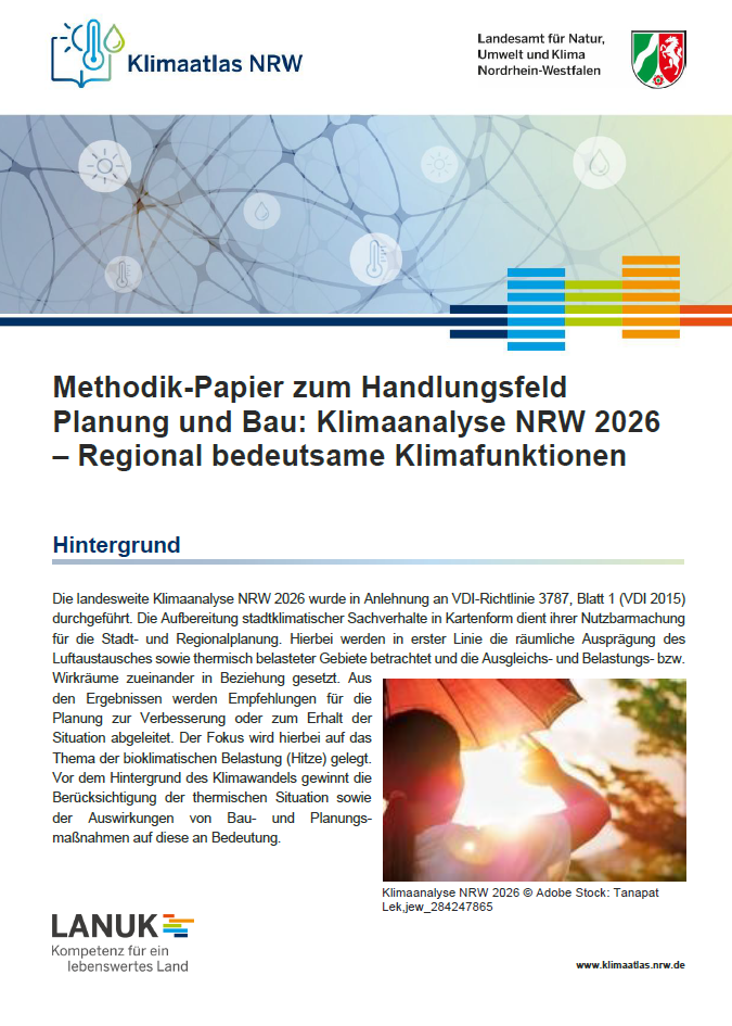 Titelblatt Methodik Klimaanalyse Karte Regional bedeutsame Klimafunktionen