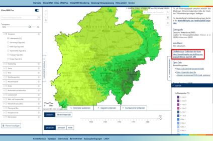 Screenshot Klimaatlas mit Direktlink